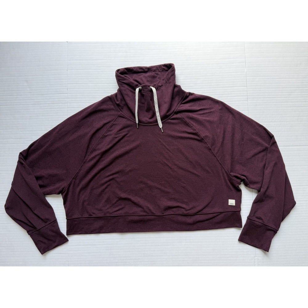 Vuori Halo Essential Crop Funnel Neck Pullover Mheathered Maroon Women's L